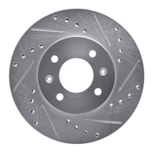 Dodge Attitude Brake Rotor (1) - Front Right - R1 Concepts - Drilled & Slotted - Silver - `12-`25